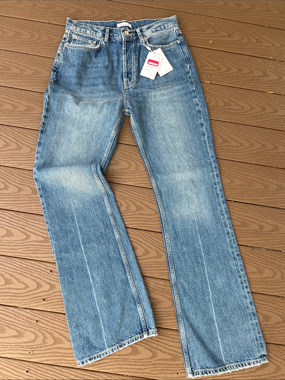 Anine Bing Women's High Rise Straight Leg Jeans - Light Blue Denim. Size: 30